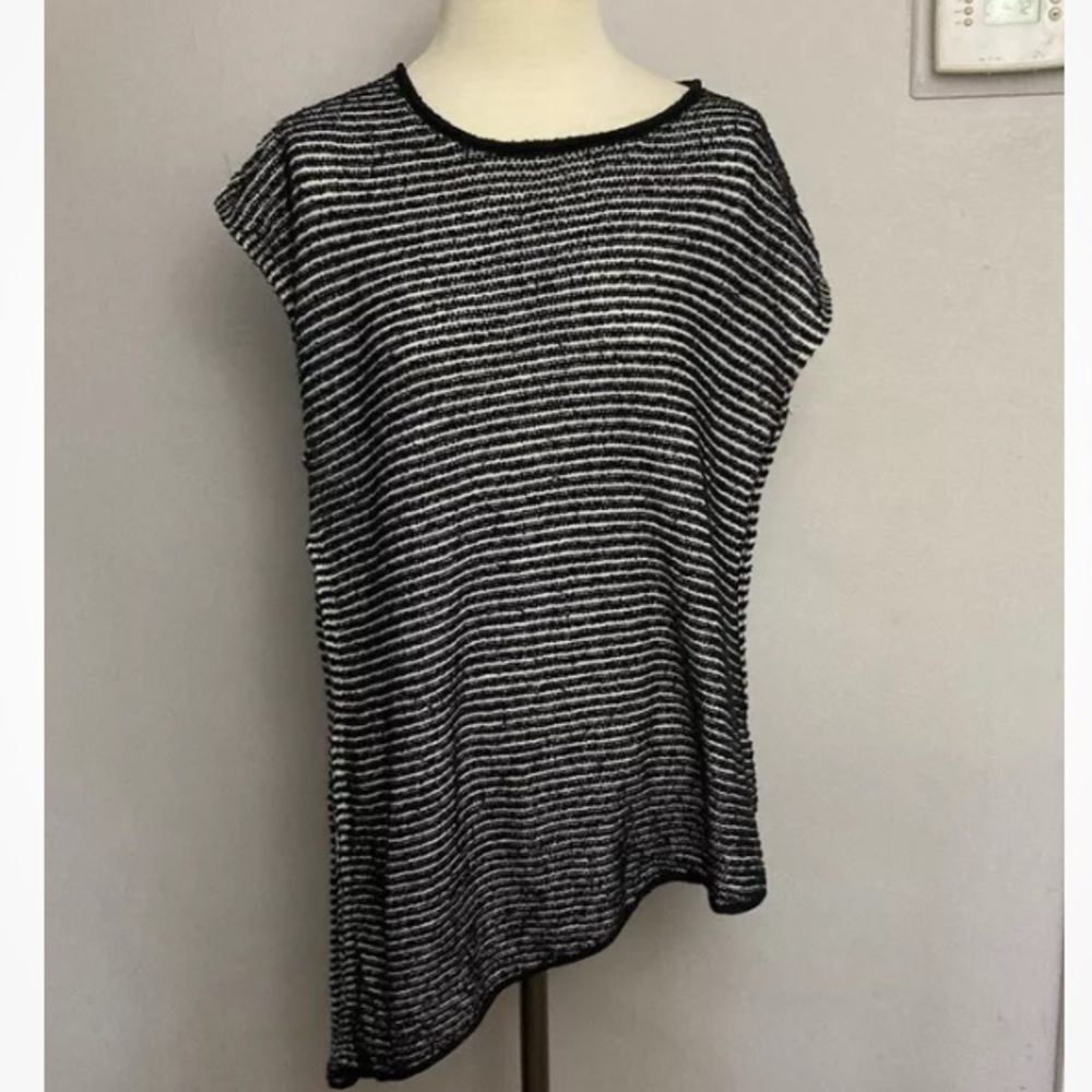 9-20 Eileen Fisher Top Organic Cotton Blend Asymmetrical Shirt Medium